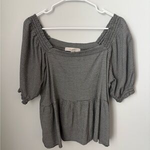LOFT Black and White Striped / Gingham Top Size Medium